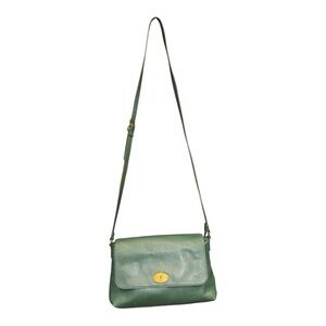 Fossil Forest Green Flap Over Saddle Bag Leather Crossbody. BP2